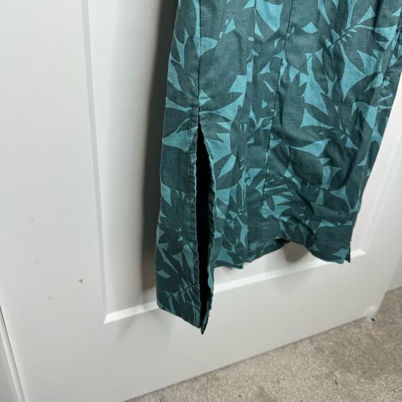 UpWest EcoHemp Palm Leaf Print Button Down Midi Sundress Size Medium - Picture 6 of 7